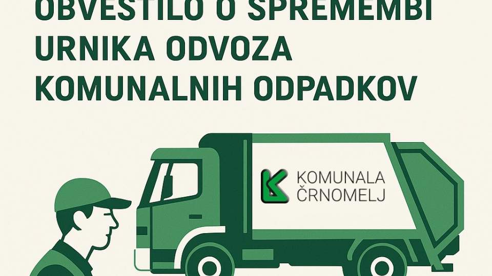 Obvestilo o spremembi urnika odvoza komunalnih odpadkov